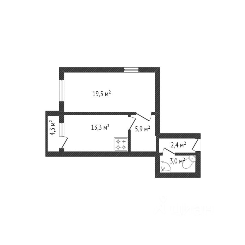 Планировка этой квартиры по данным Циан