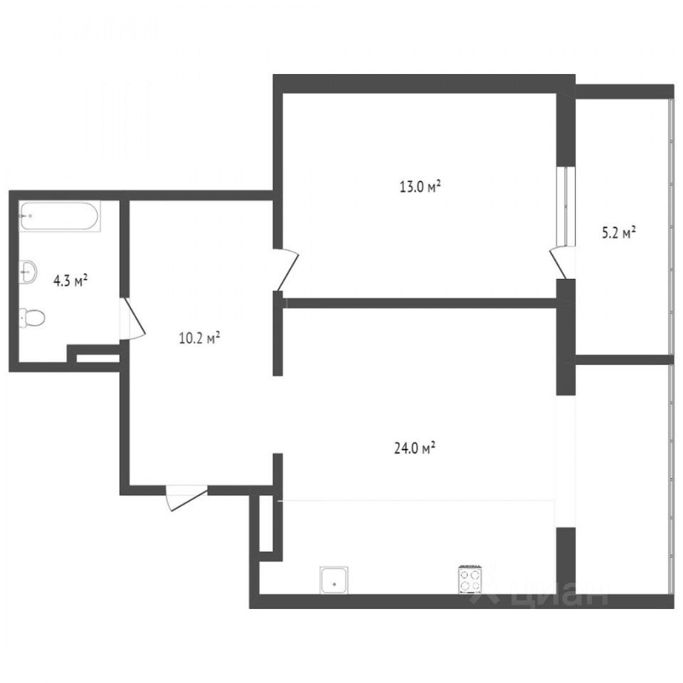 Планировка этой квартиры по данным Циан
