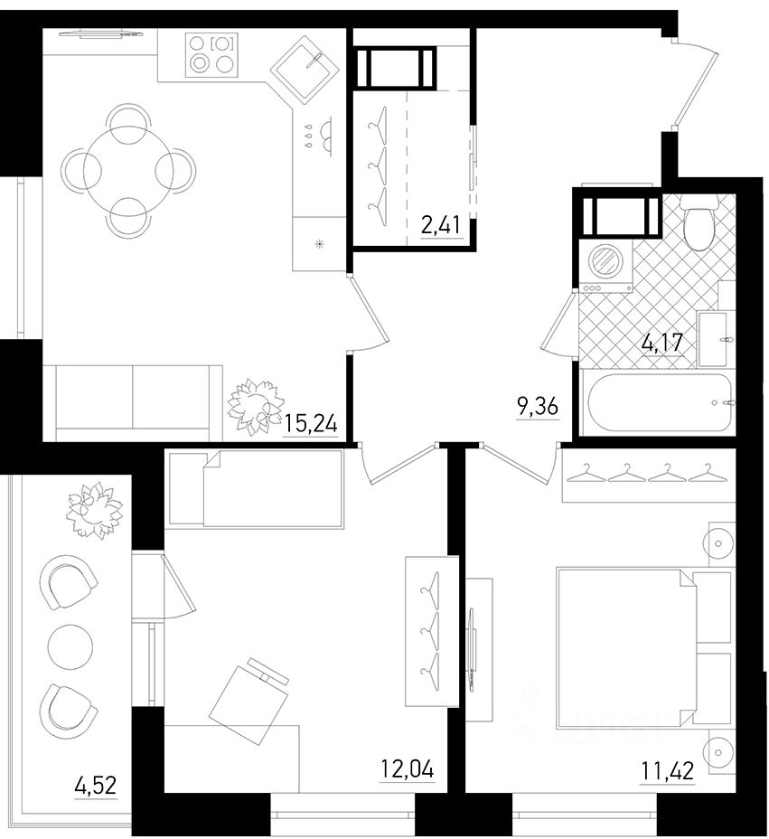 Планировка этой квартиры по данным Циан