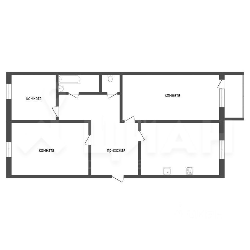 Планировка этой квартиры по данным Циан