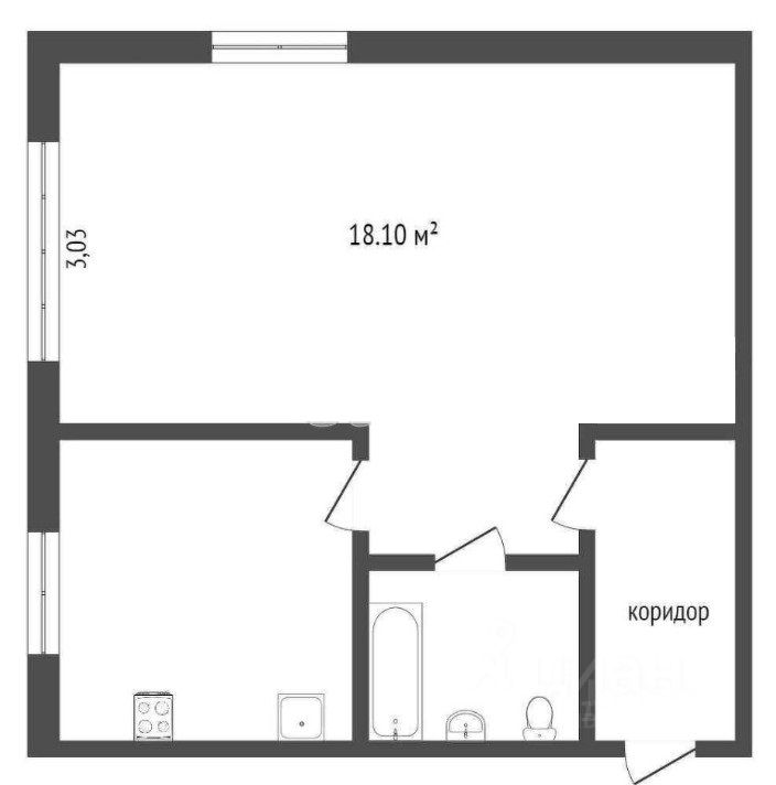 Планировка этой квартиры по данным Циан