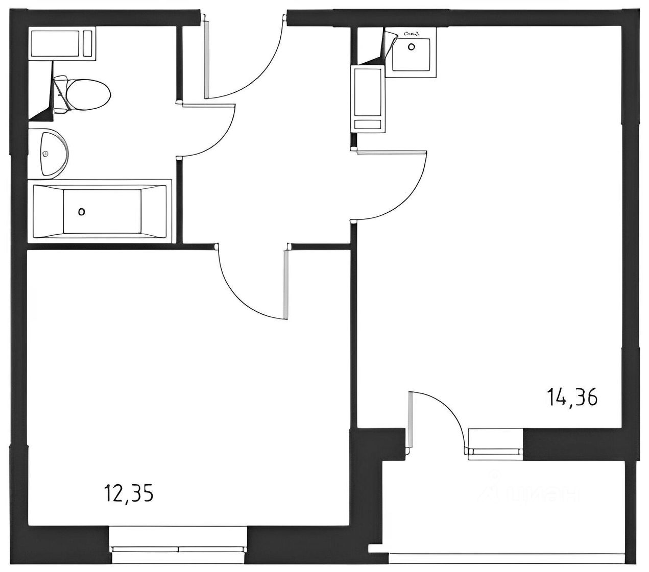 Планировка этой квартиры по данным Циан