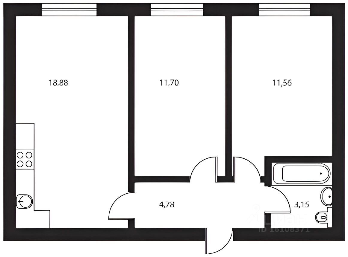 Планировка этой квартиры по данным Циан