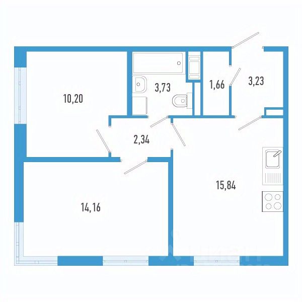 2-комн.кв., 51,2 м², 2/12 этаж