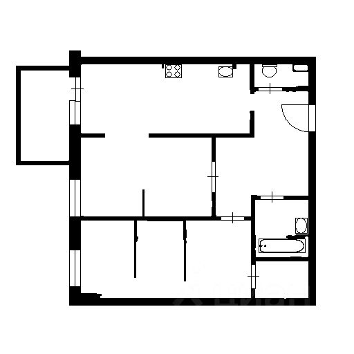 Планировка этой квартиры по данным Циан
