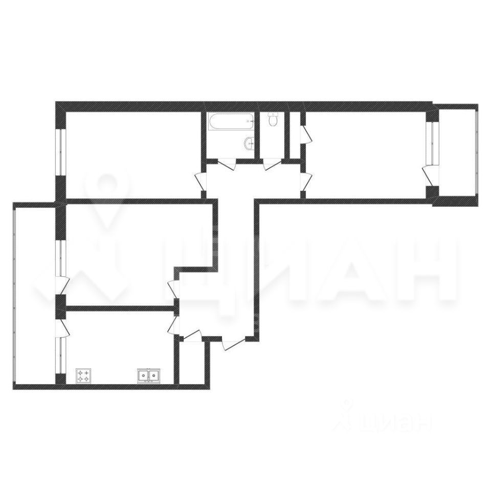 Планировка этой квартиры по данным Циан