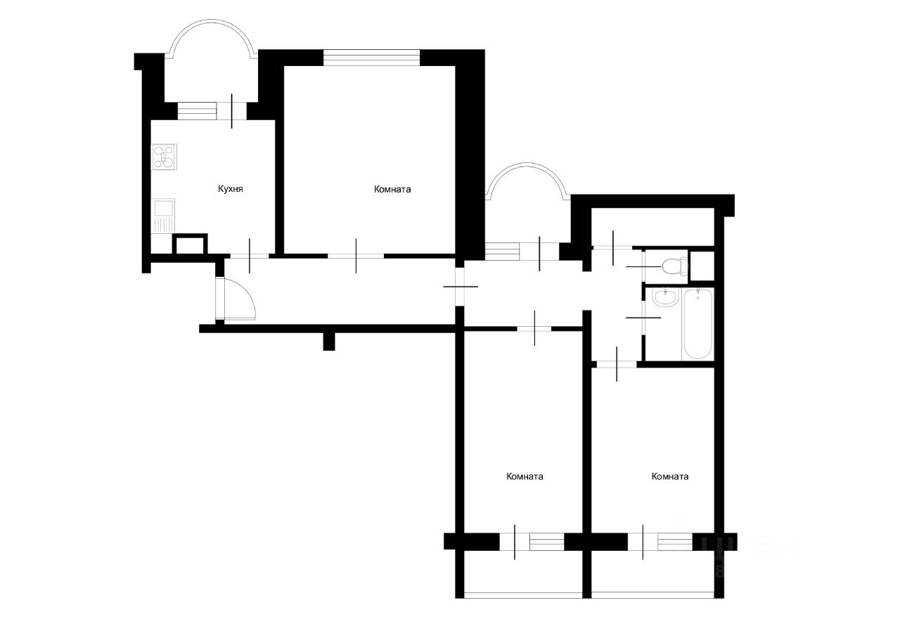 Планировка этой квартиры по данным Циан