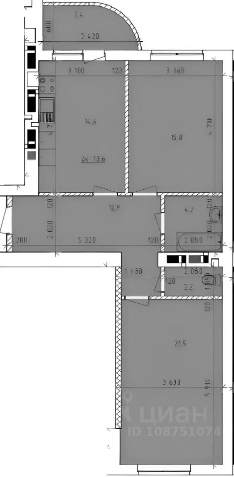 Планировка этой квартиры по данным Циан