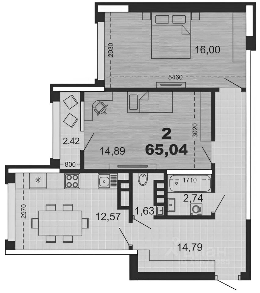 Планировка этой квартиры по данным Циан