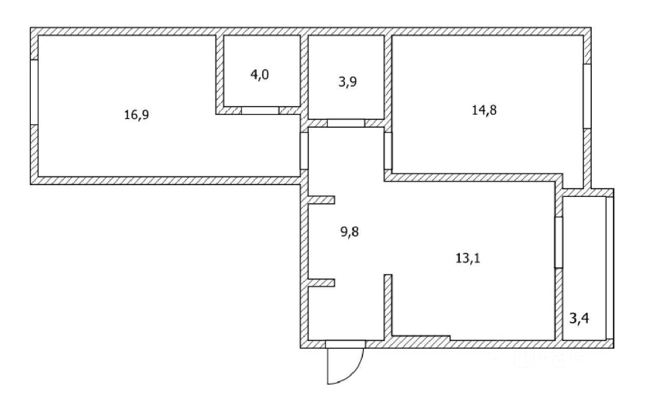 Планировка этой квартиры по данным Циан