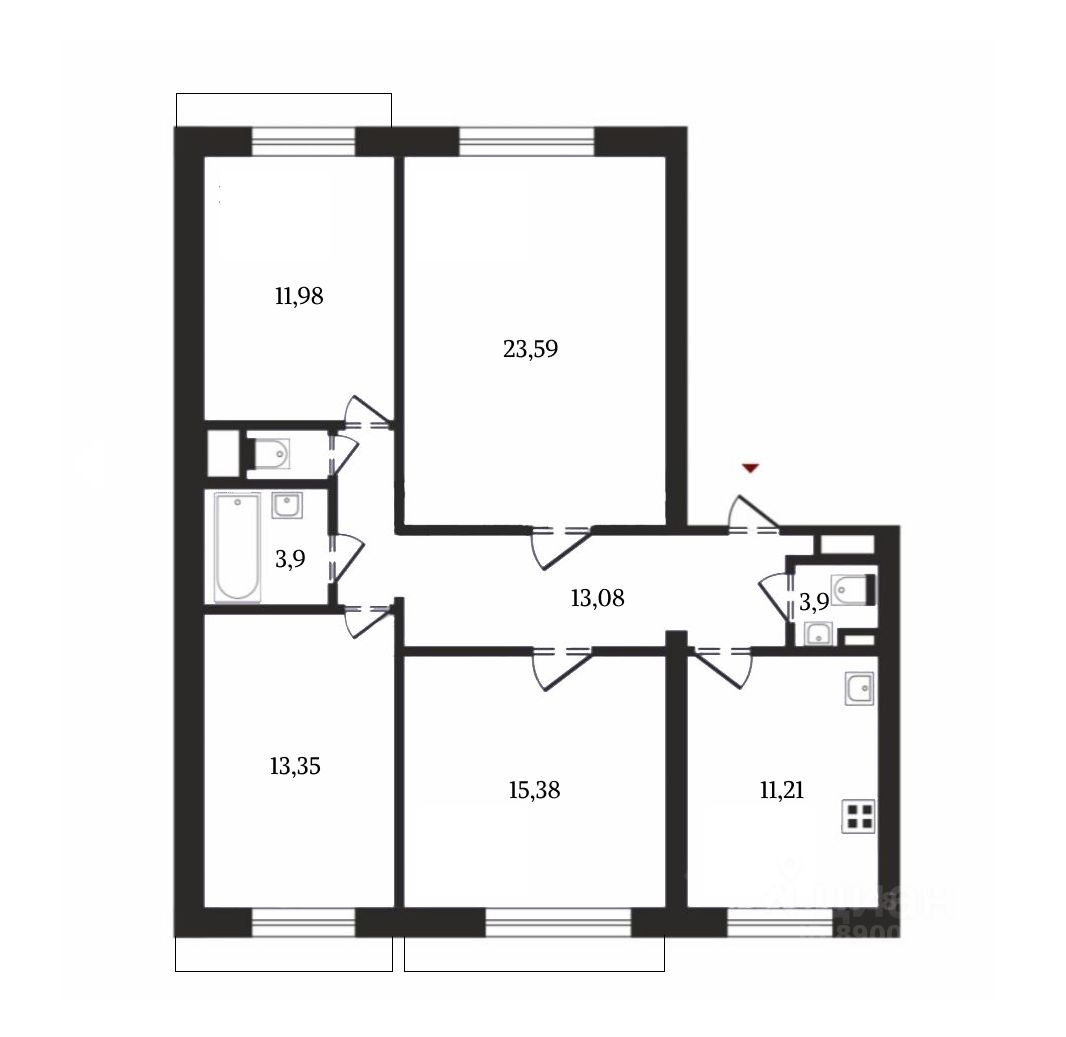 Планировка этой квартиры по данным Циан