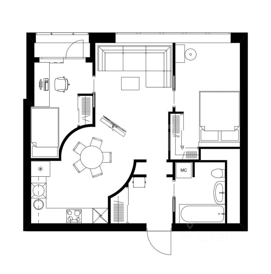 Планировка этой квартиры по данным Циан