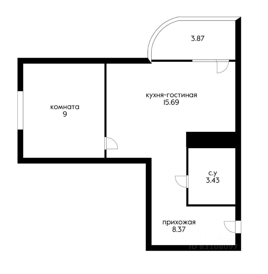 Планировка этой квартиры по данным Циан