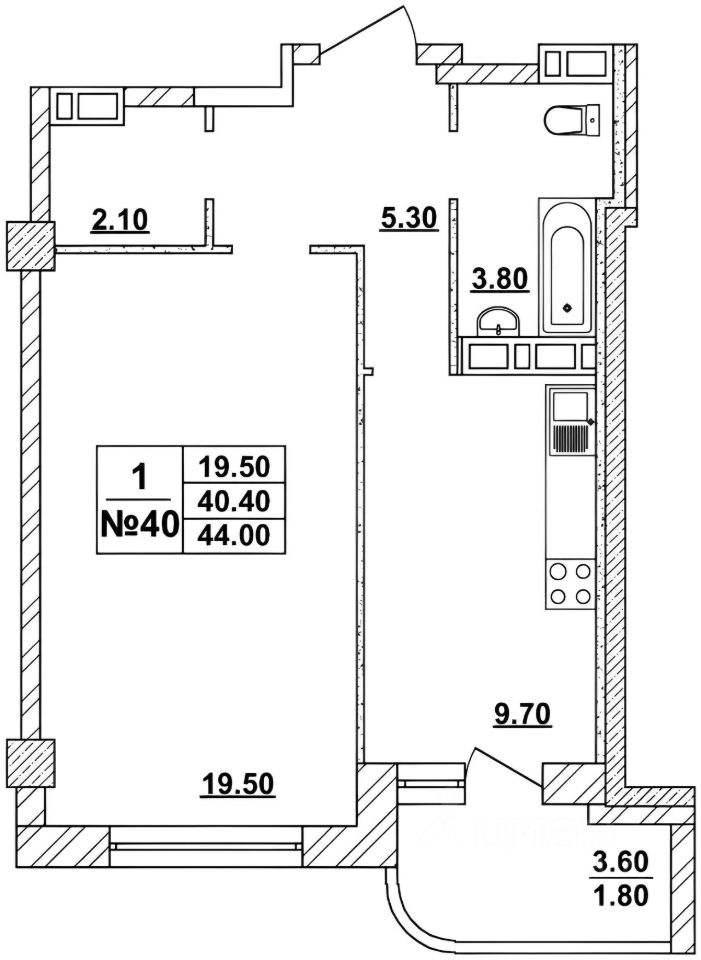 Планировка этой квартиры по данным Циан
