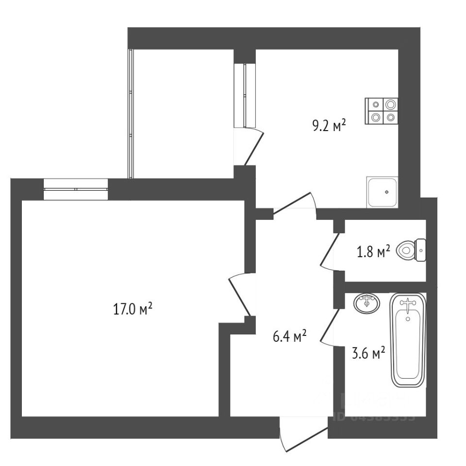 Планировка этой квартиры по данным Циан