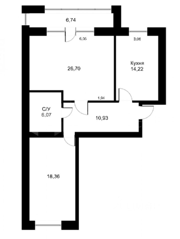 Планировка этой квартиры по данным Циан