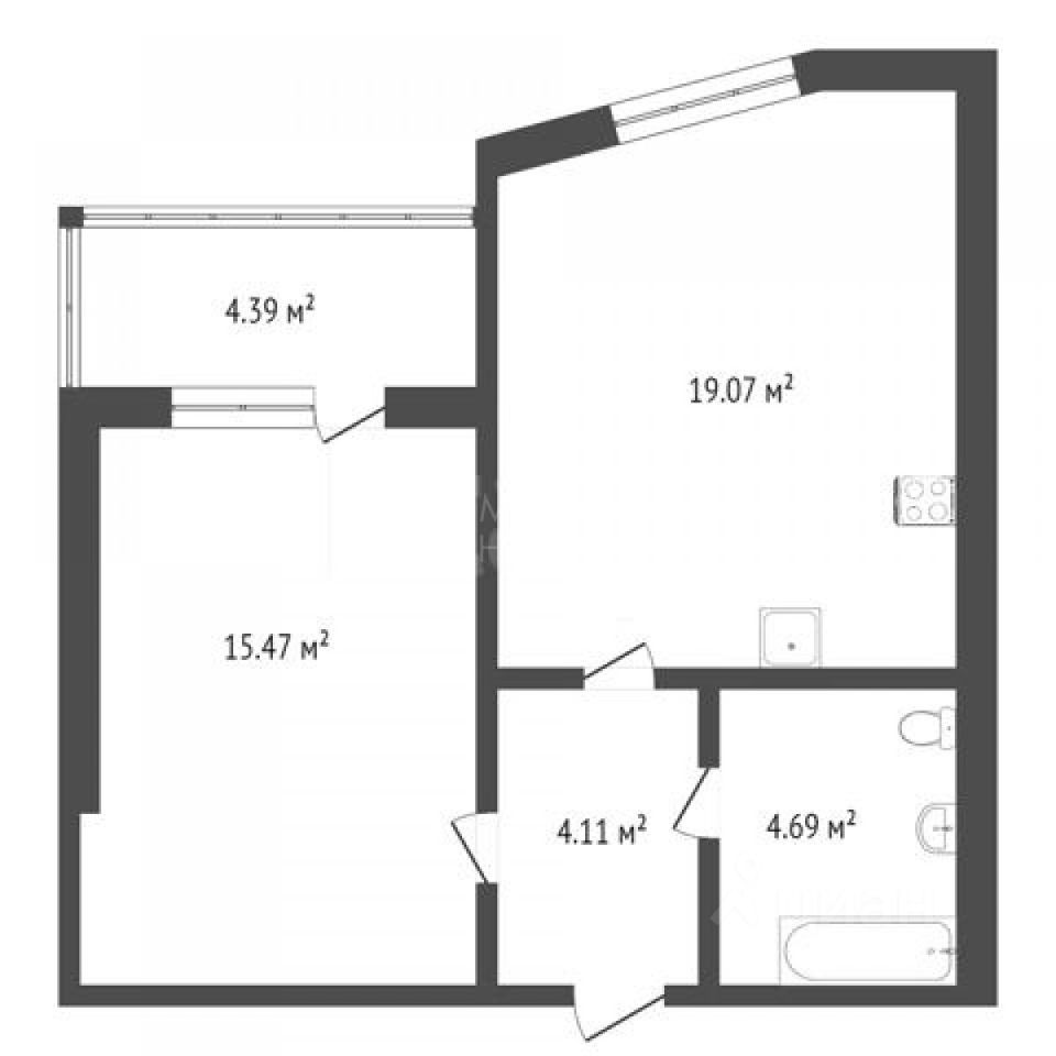 Планировка этой квартиры по данным Циан