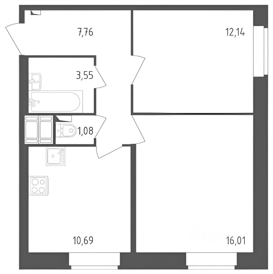 Планировка этой квартиры по данным Циан