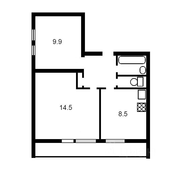 Планировка этой квартиры по данным Циан