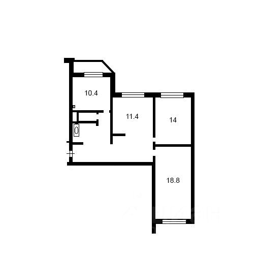 Планировка этой квартиры по данным Циан