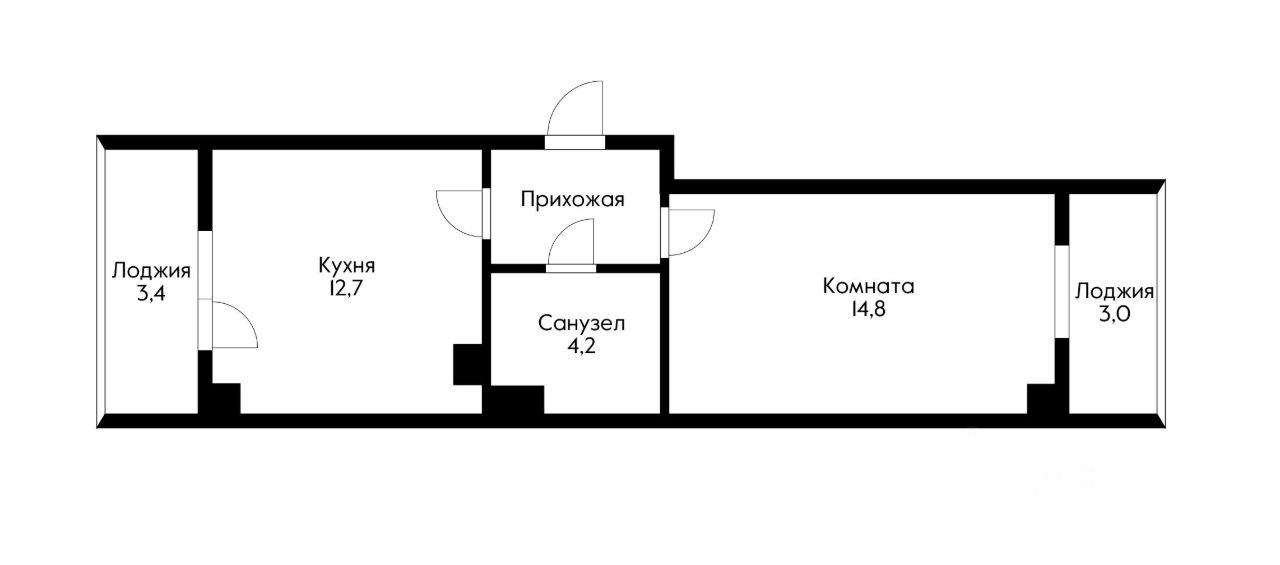 Планировка этой квартиры по данным Циан