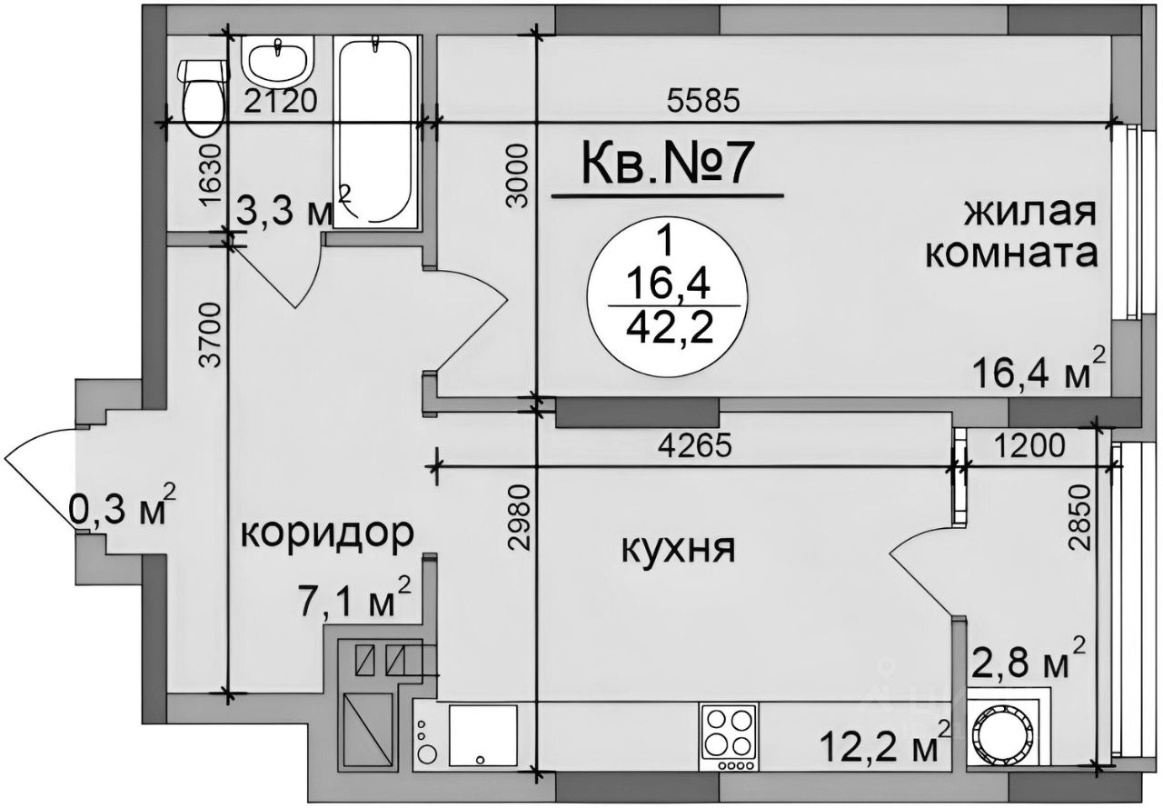 Планировка этой квартиры по данным Циан