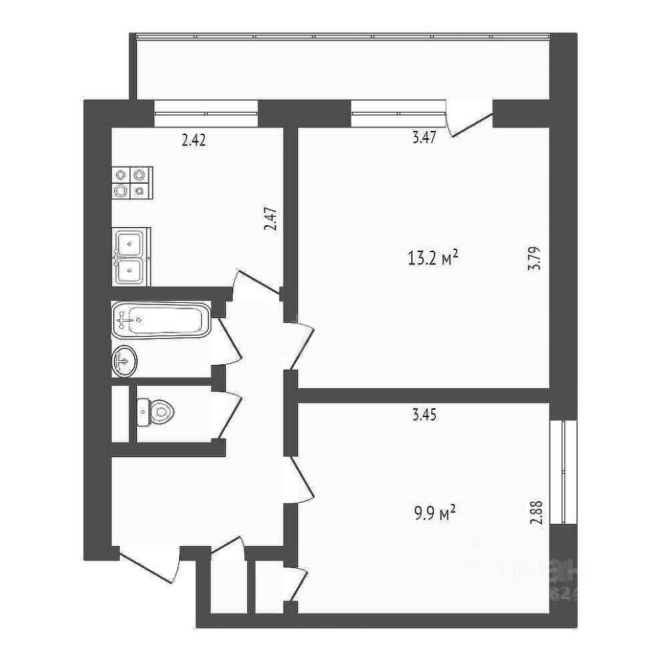 Планировка этой квартиры по данным Циан