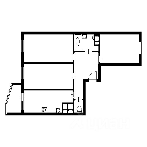 Планировка этой квартиры по данным Циан