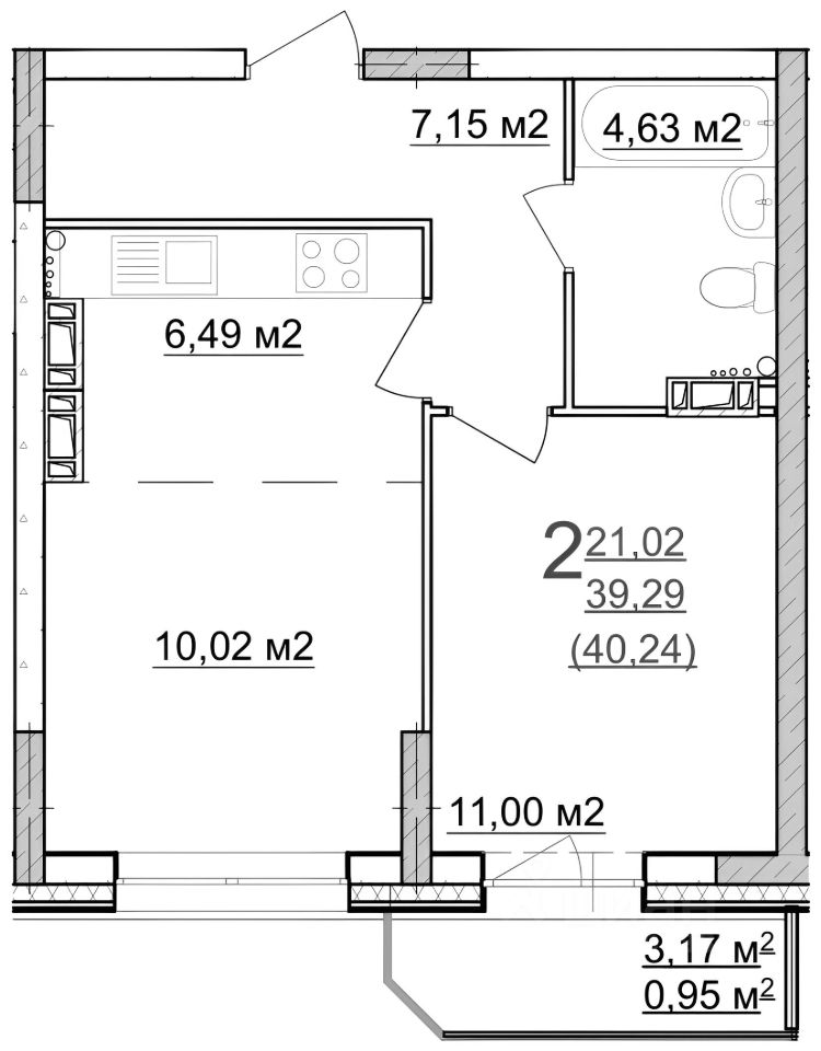 Планировка этой квартиры по данным Циан