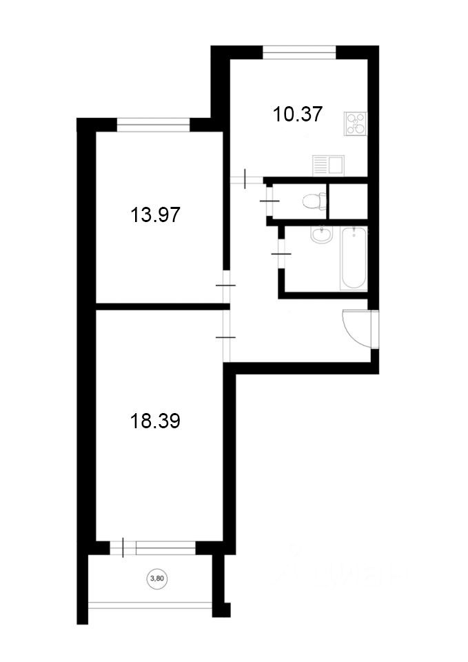 Планировка этой квартиры по данным Циан