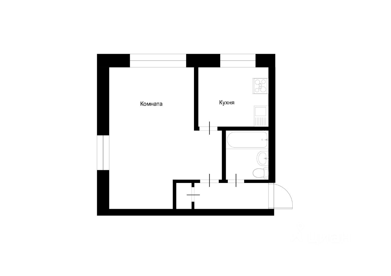 Планировка этой квартиры по данным Циан
