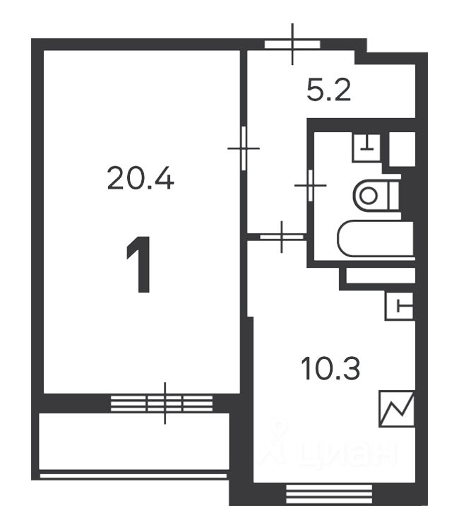 Планировка этой квартиры по данным Циан