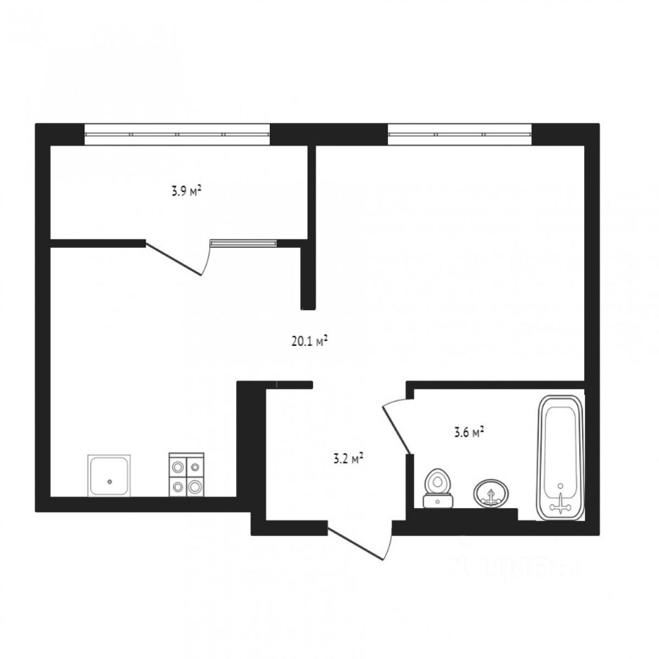 Планировка этой квартиры по данным Циан