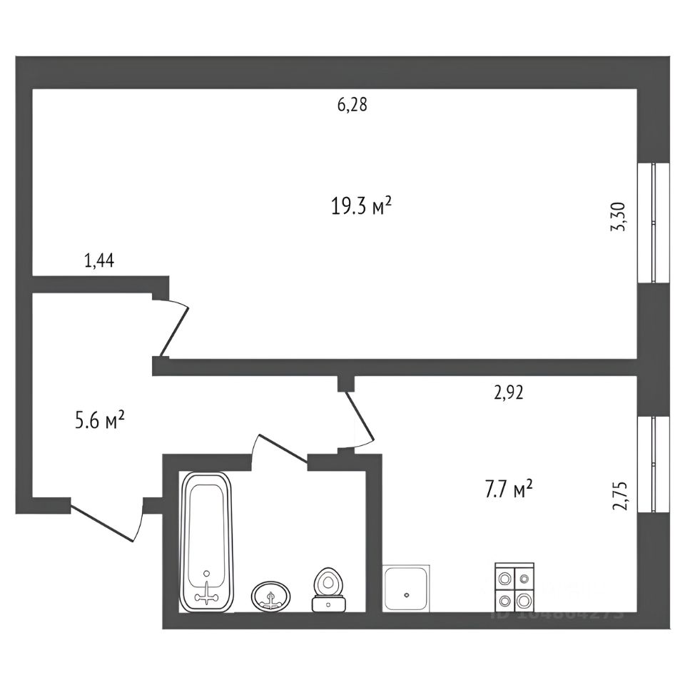 Планировка этой квартиры по данным Циан