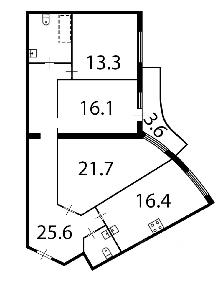 Планировка этой квартиры по данным Циан