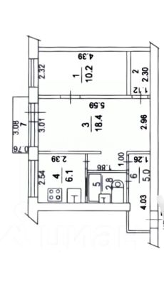 2-комн.кв., 46 м², этаж 2