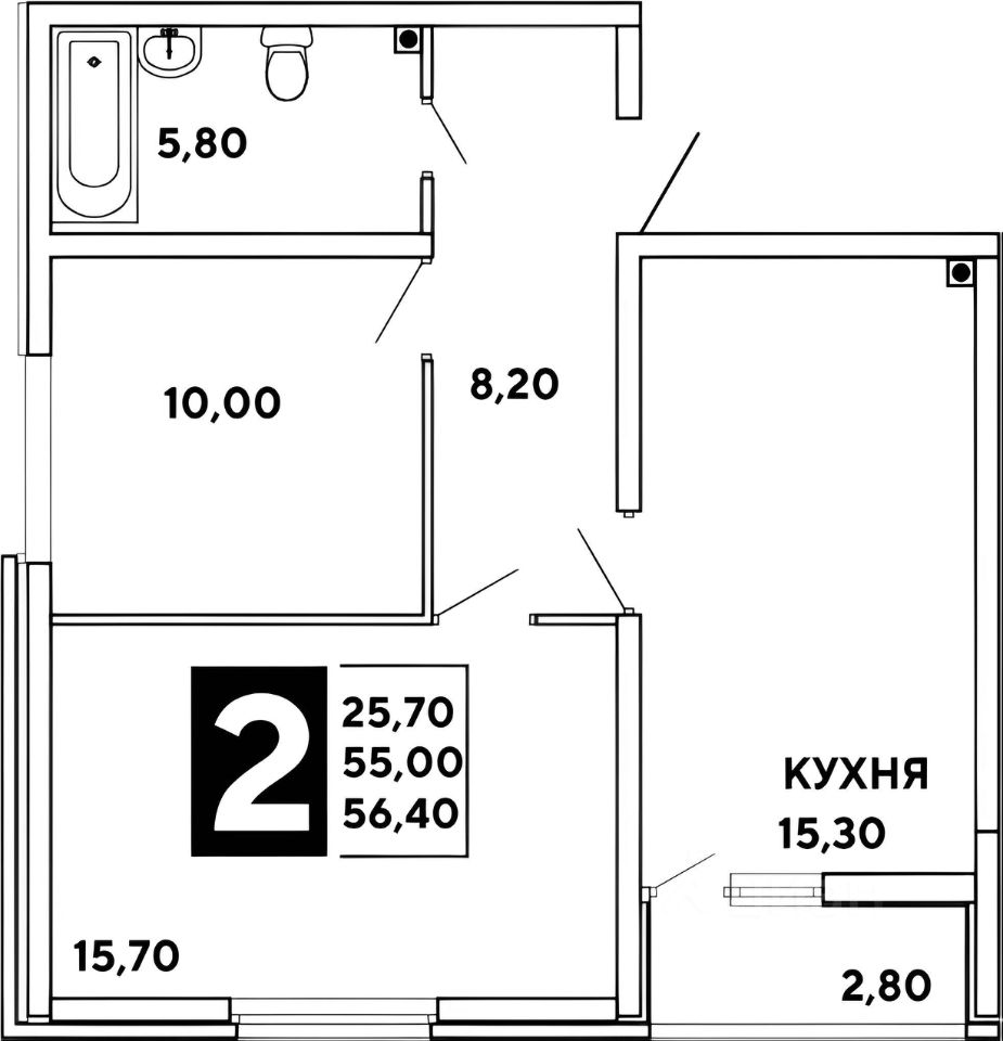 Планировка этой квартиры по данным Циан