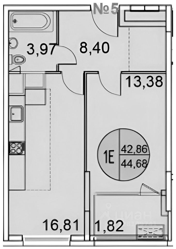 Планировка этой квартиры по данным Циан