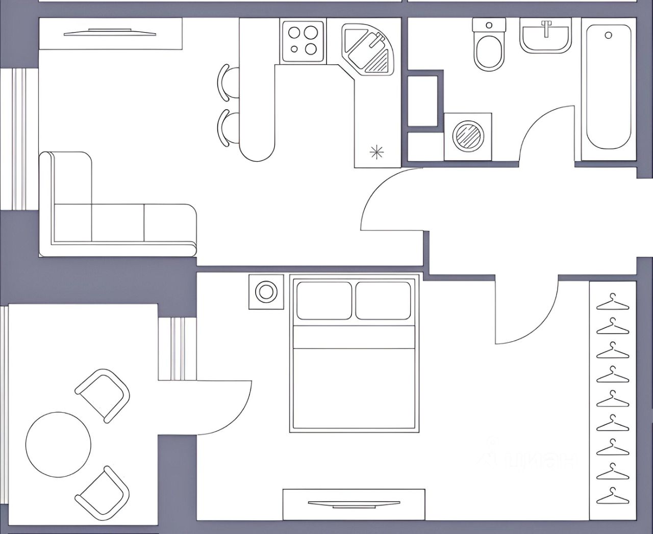 Планировка этой квартиры по данным Циан