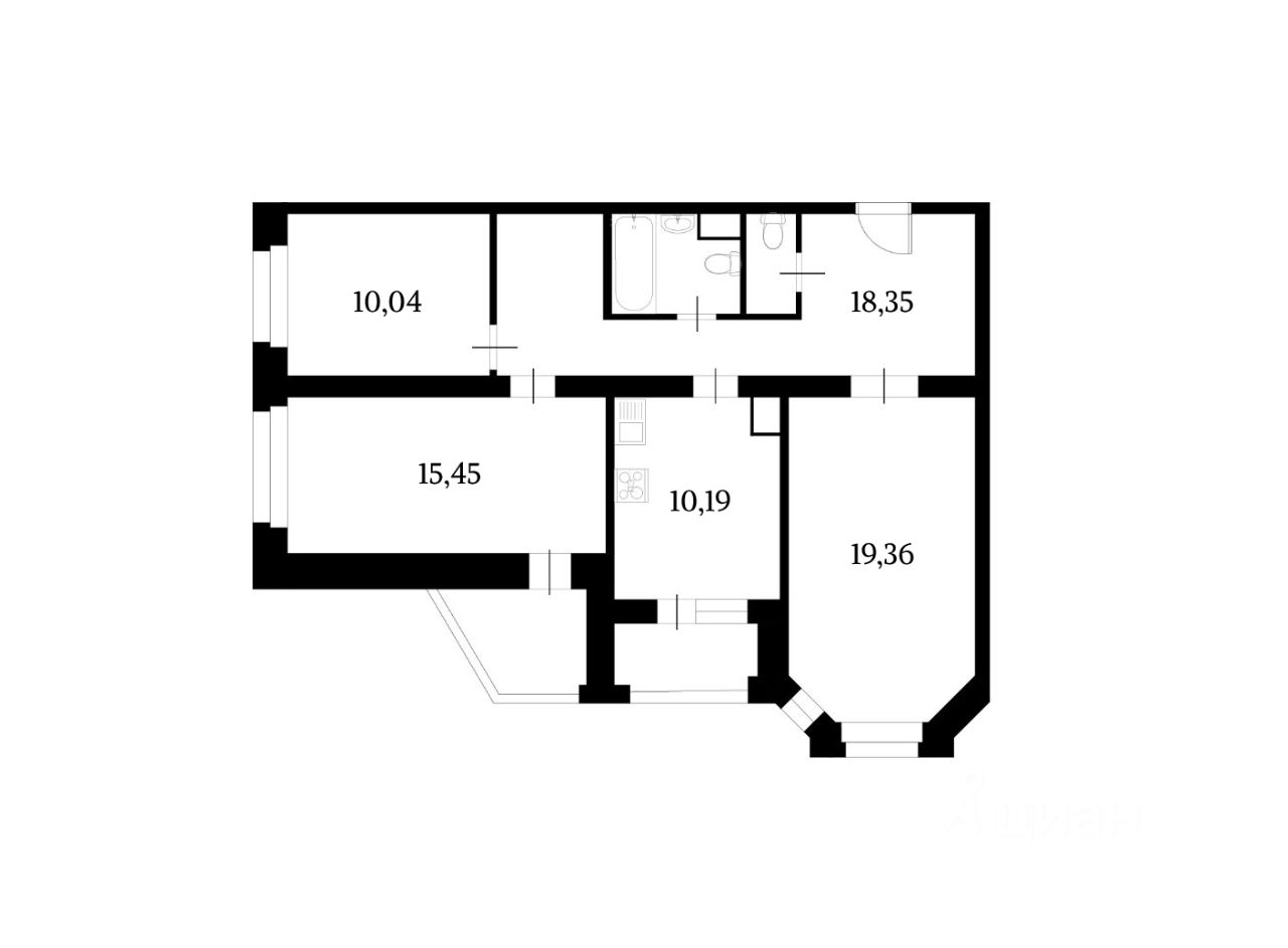 Планировка этой квартиры по данным Циан