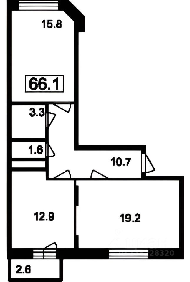 Планировка этой квартиры по данным Циан