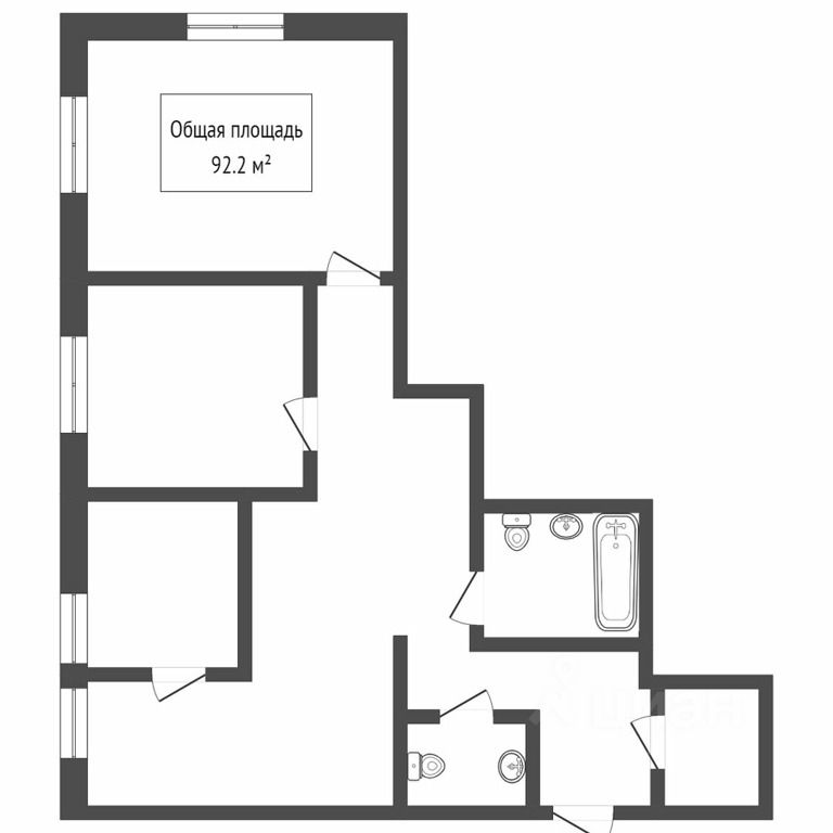 Планировка этой квартиры по данным Циан