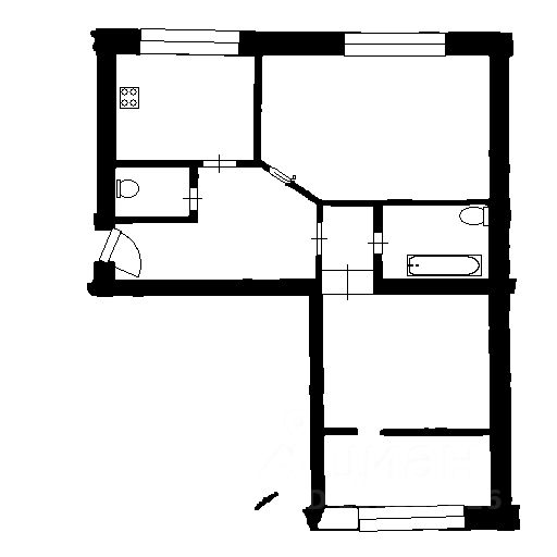 Планировка этой квартиры по данным Циан