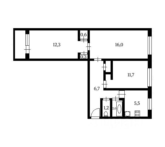 Планировка этой квартиры по данным Циан