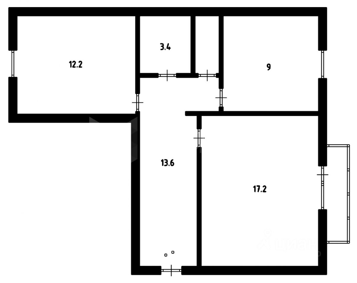 Планировка этой квартиры по данным Циан