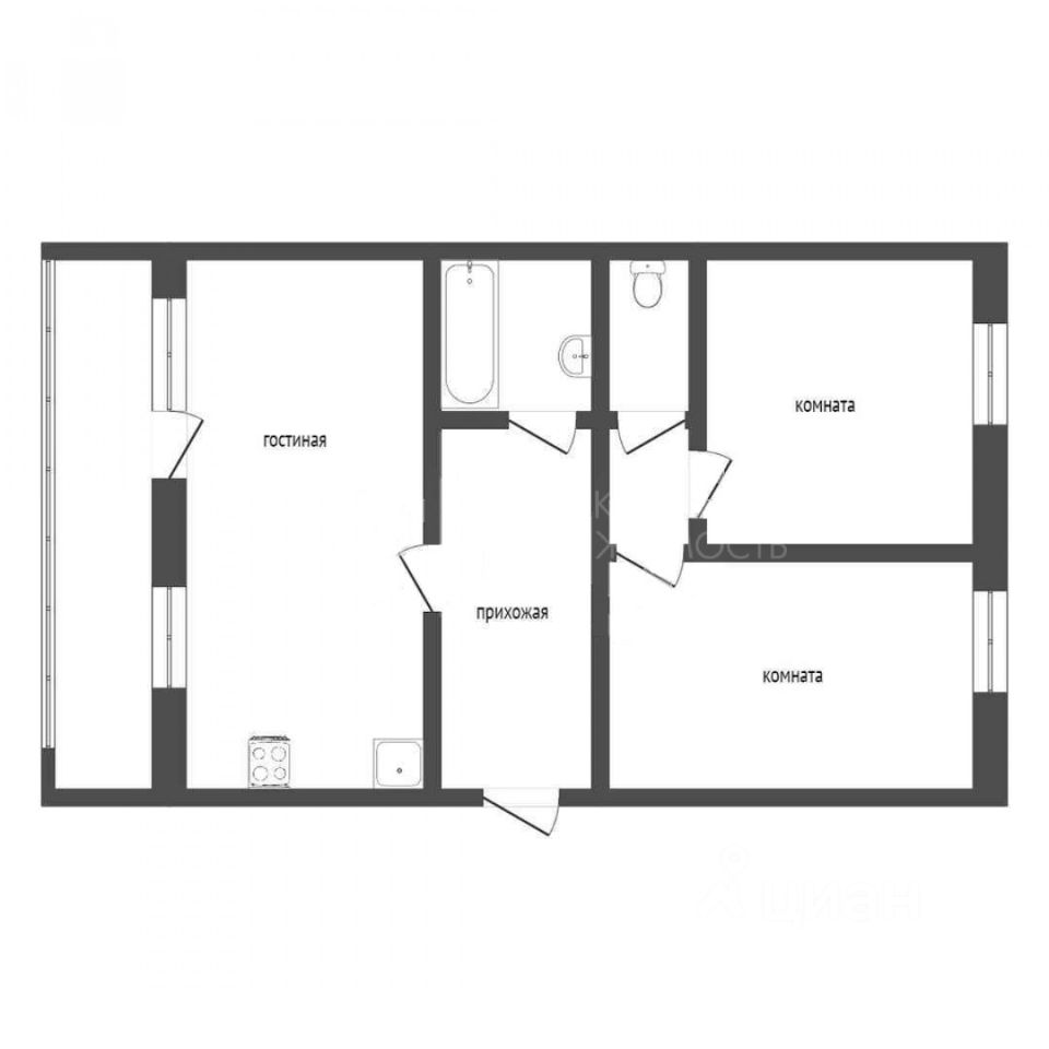 Планировка этой квартиры по данным Циан