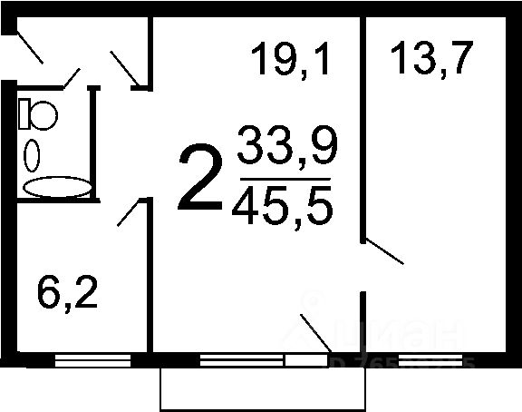 Планировка этой квартиры по данным Циан