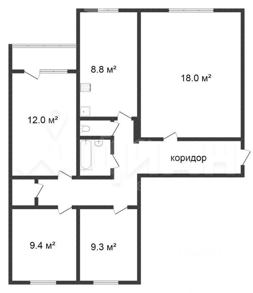 Планировка этой квартиры по данным Циан
