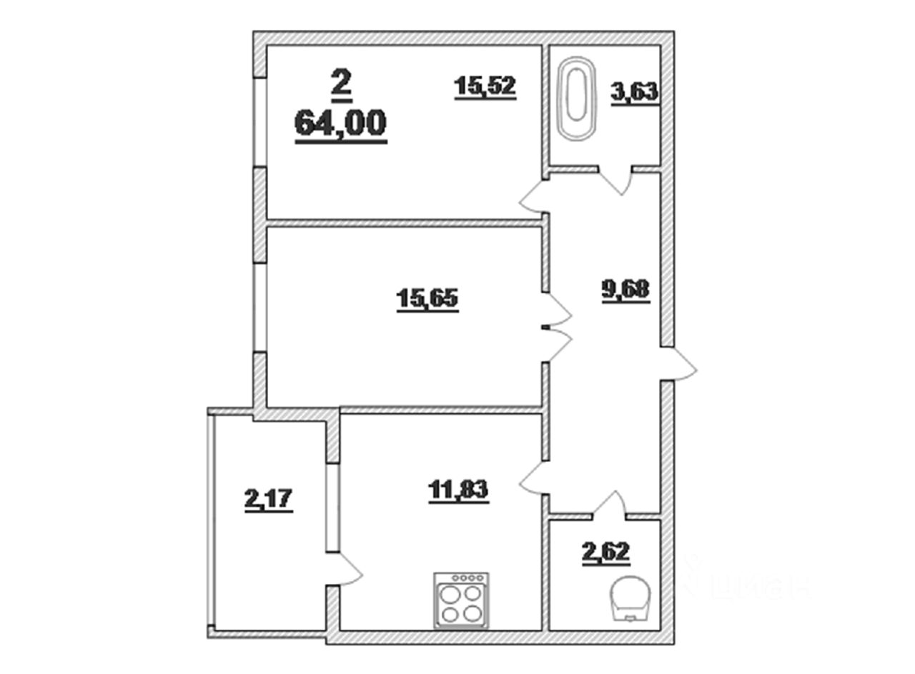 Планировка этой квартиры по данным Циан
