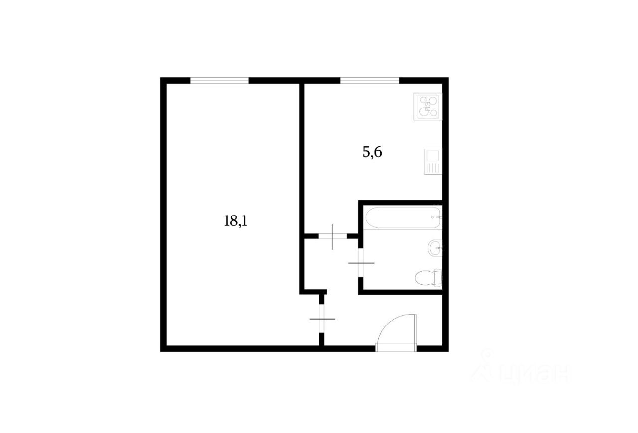Планировка этой квартиры по данным Циан